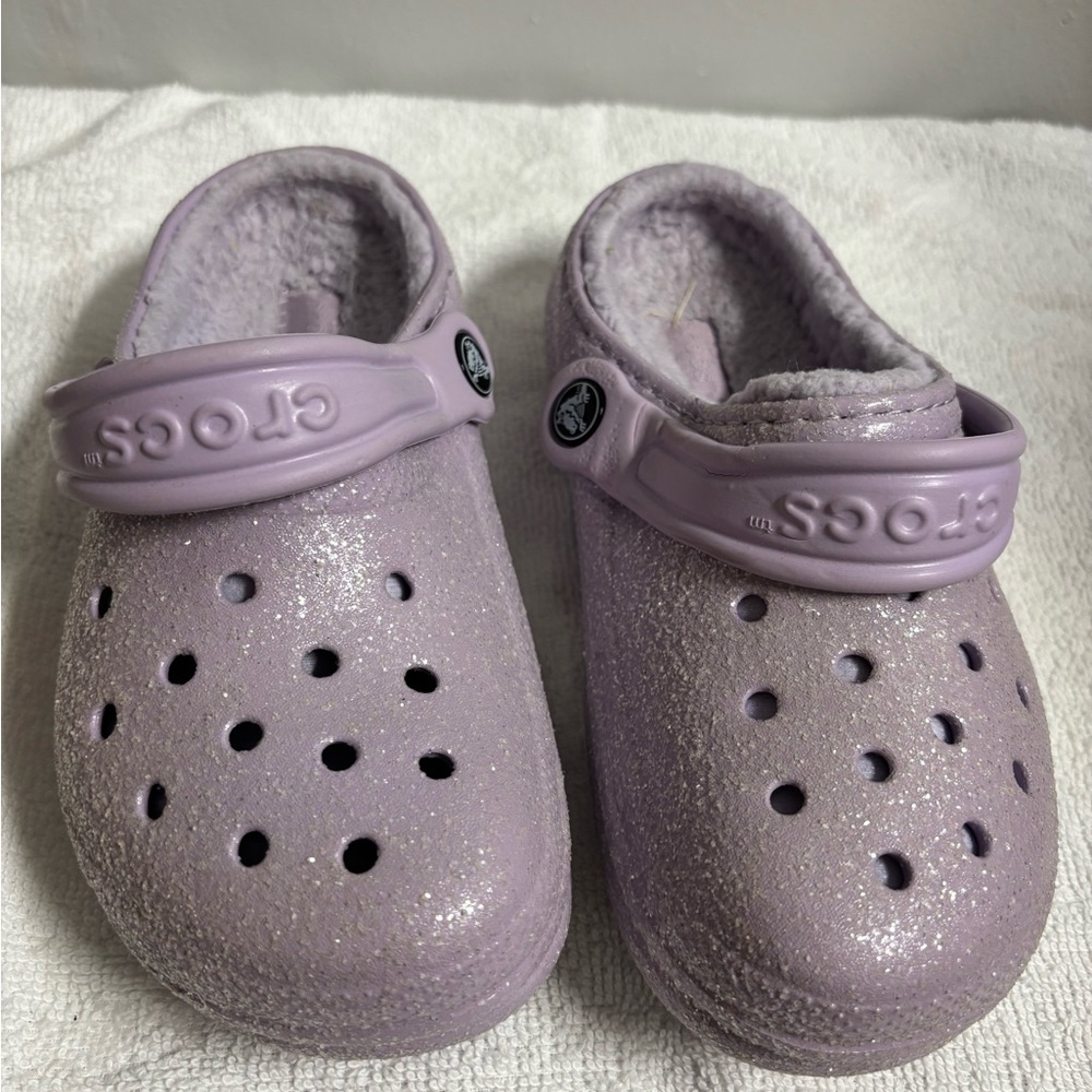 CROCS Kids' Sparkly Lavender Slippers